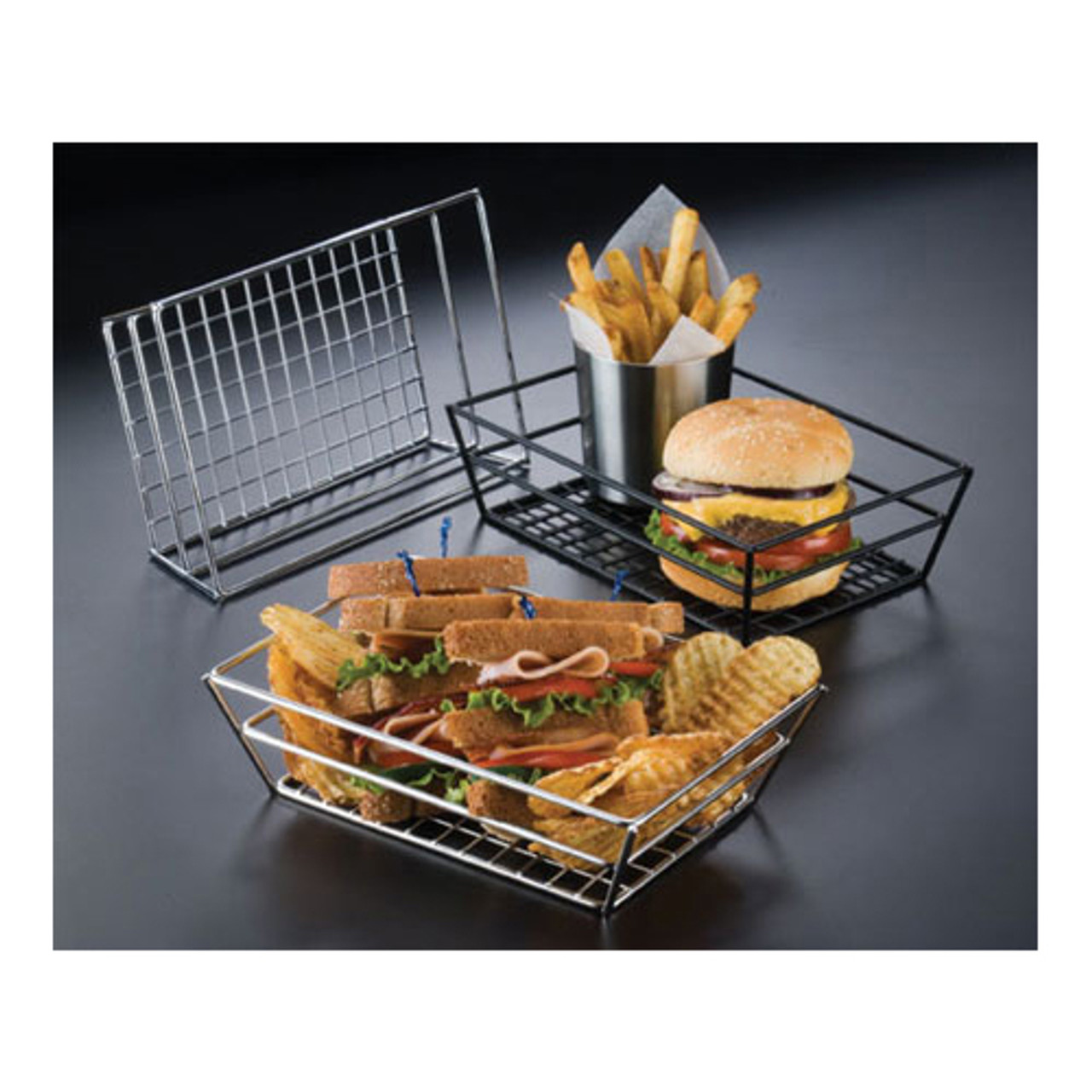 RMB59C - American Metalcraft - 9 in x 6 in Chrome Grid Basket