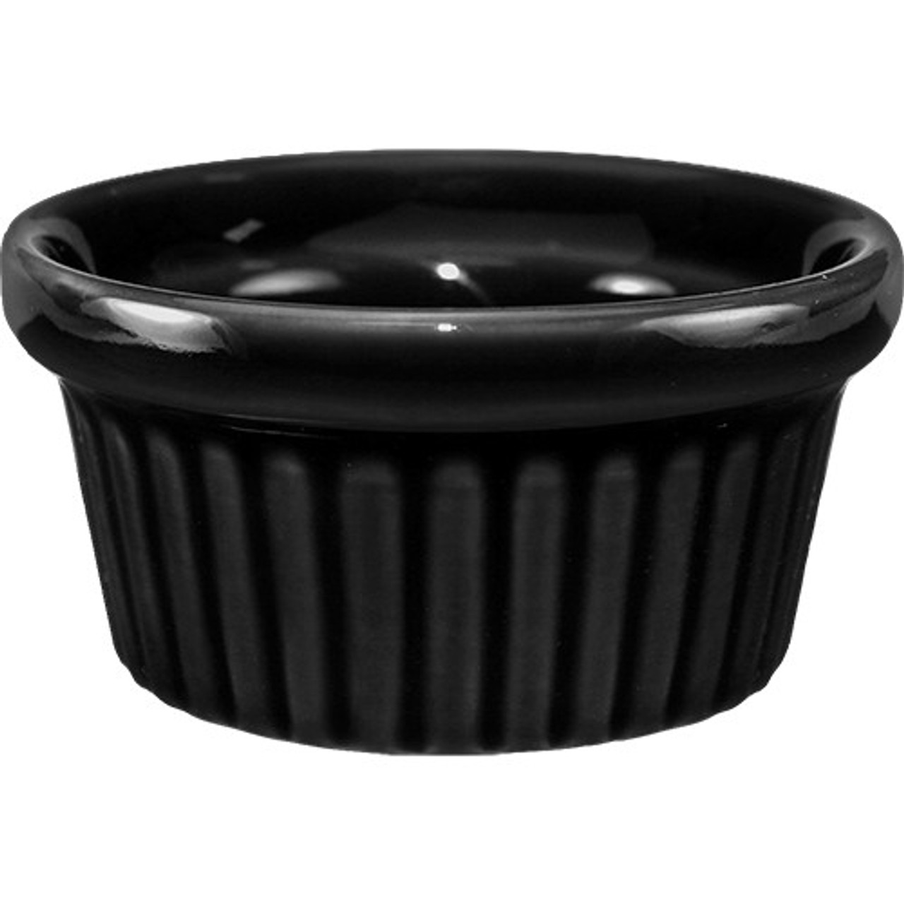 RAMF-2-B - International Tableware - 2 oz Black fluted ramekin