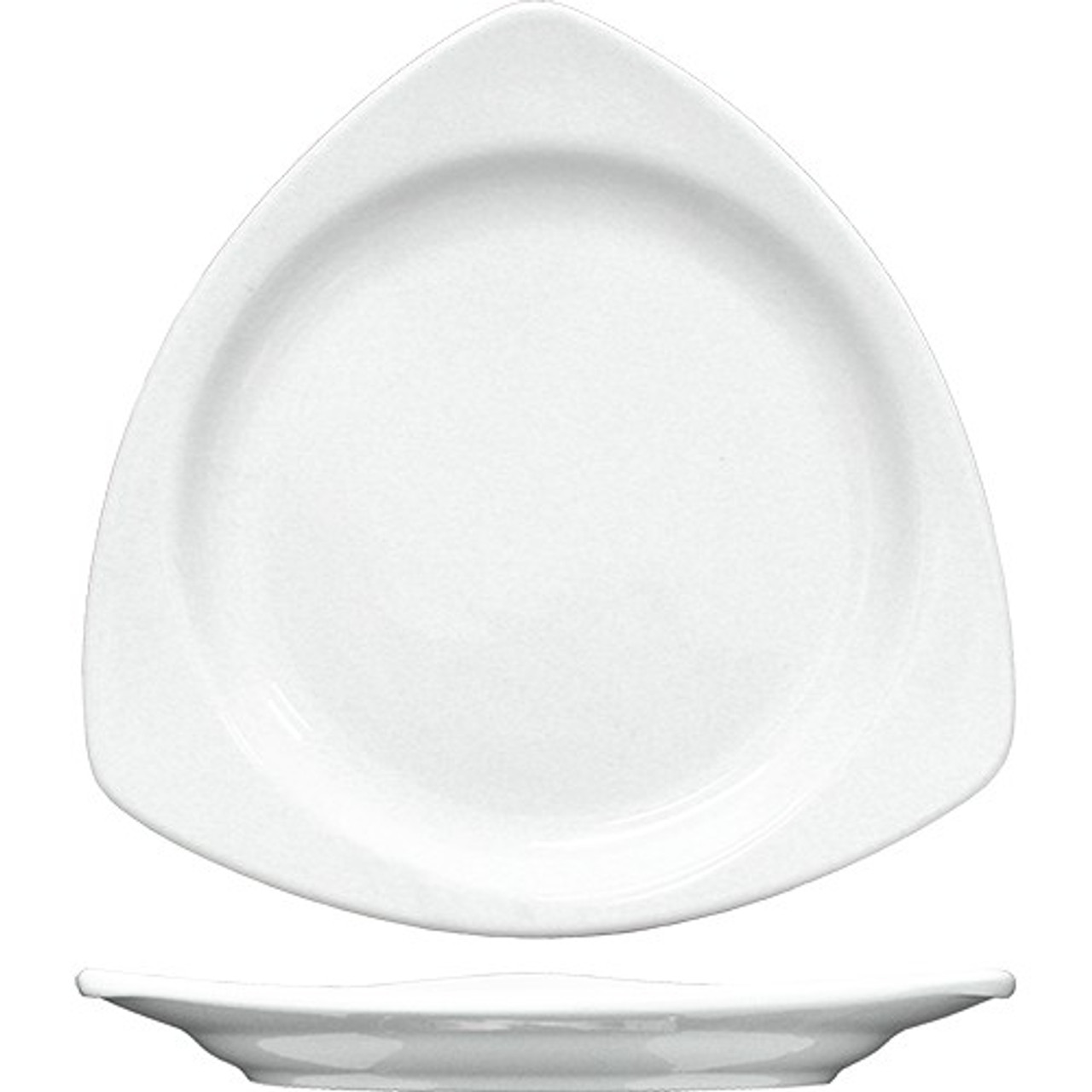 TR-10-EW - International Tableware - 10 1/2 in Porcelain European White Triangular Plate