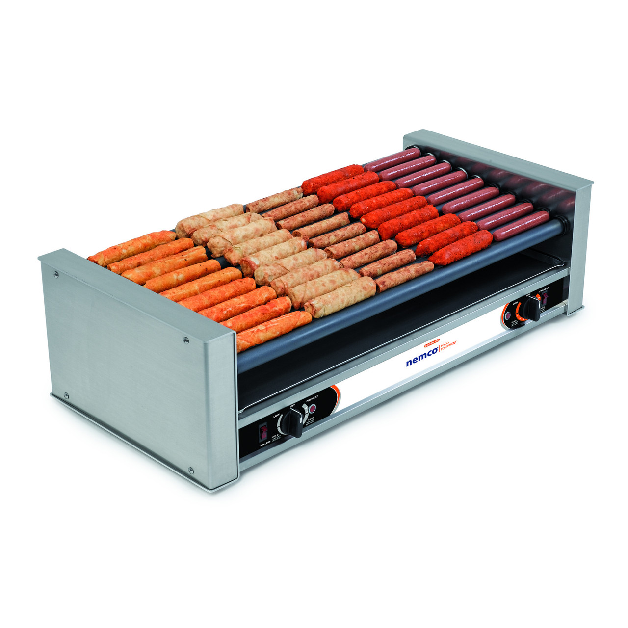 8045SXW-SLT - Nemco - Non-Slip GripsIt 45 Hot Dog Slanted Roller Grill