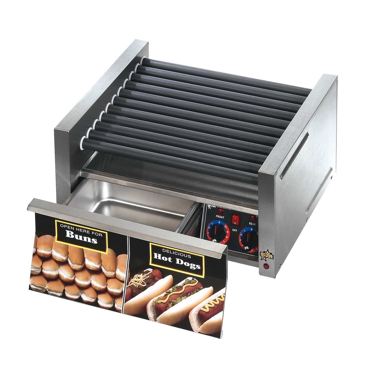 30SCBDE - Star - Grill-Max Pro® Electronic 30 Hot Dog Roller Grill w/ Bun Drawer