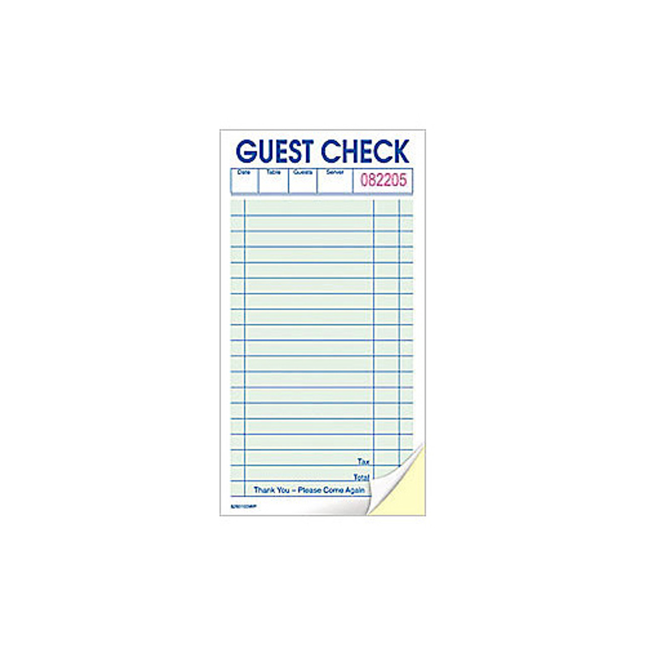 3141PAD - KNG - 2-Part Padded Green Guest Checks