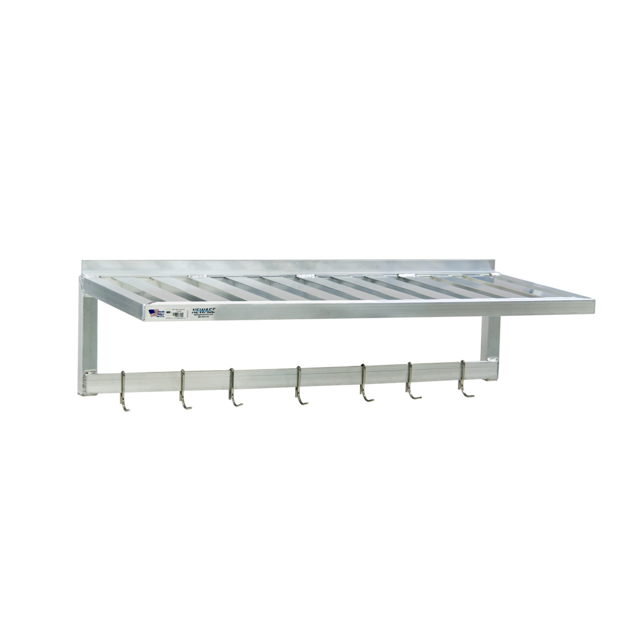 1123PR - New Age Industrial - 20 in x 48 in T-Bar Wall-Mounted Shelf with 8 Pot Rack Hooks