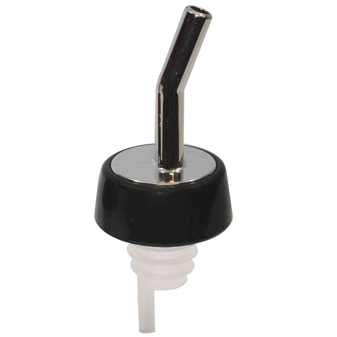 1810 - Tablecraft - Chrome Plated Whiskey Pourer with Black Collar