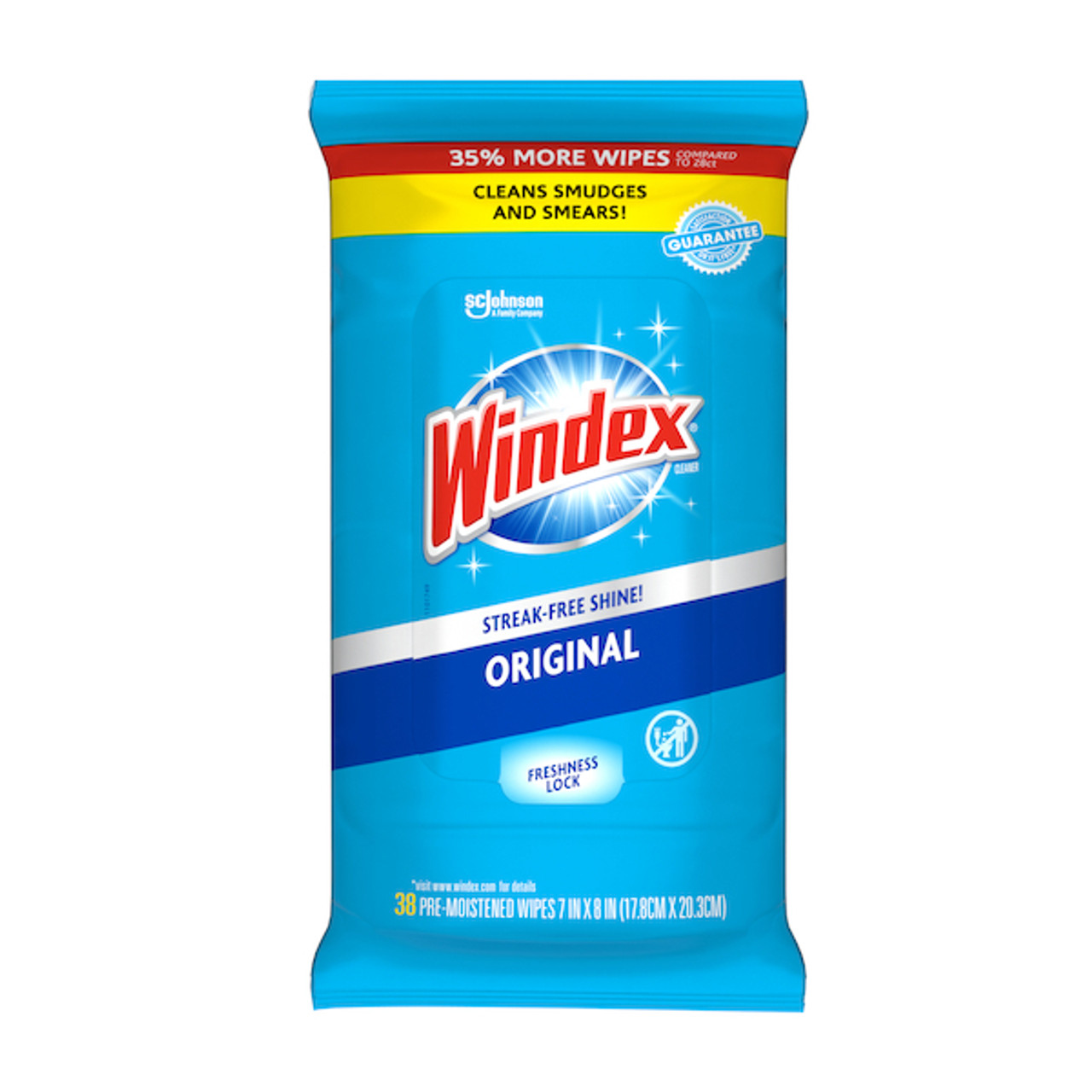 00296 - Windex - 38 ct Original Glass Cleaning Wipes - 12 Per Case