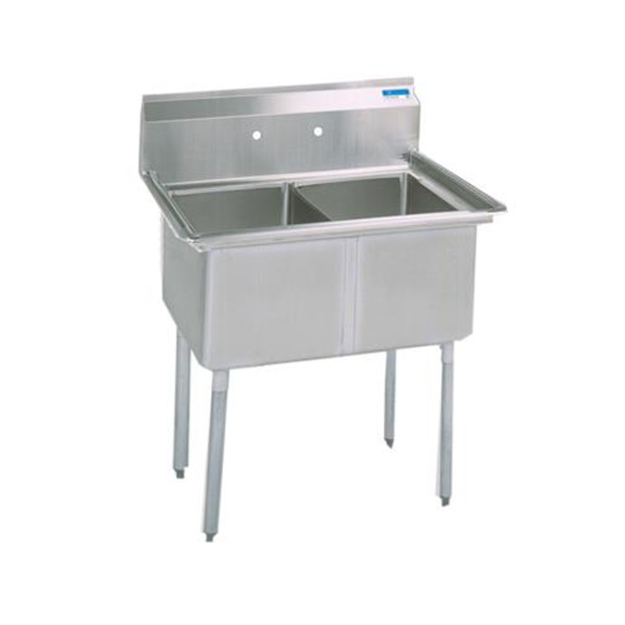BKS-2-18-12 - Bk Resources - 18 in x 18 in x 12 in 2 Compartment Sink with No Drainboard
