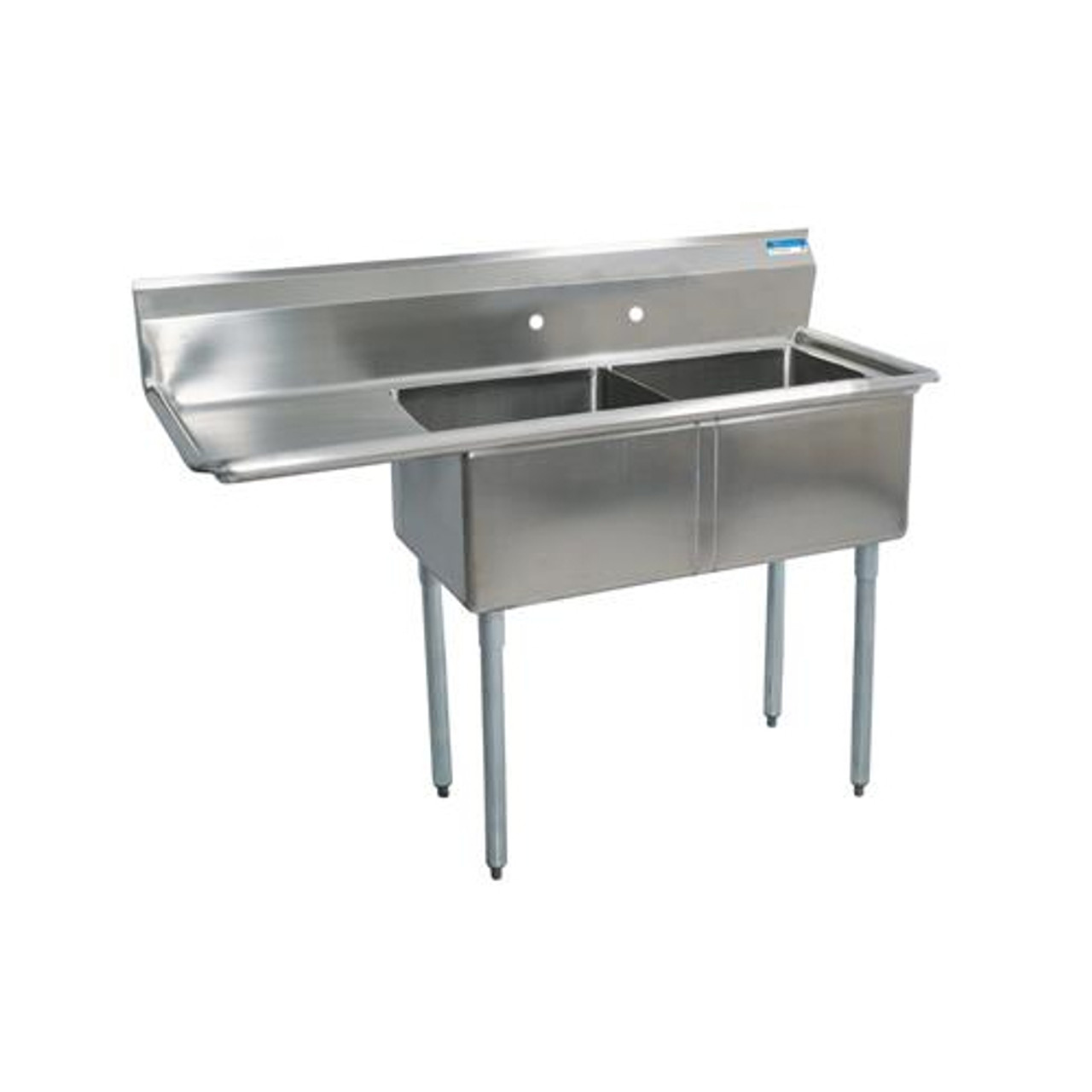 BKS-2-1620-12-18L - Bk Resources - 20 in x 16 in x 12 in 2 Compartment Sink with Left Drainboard