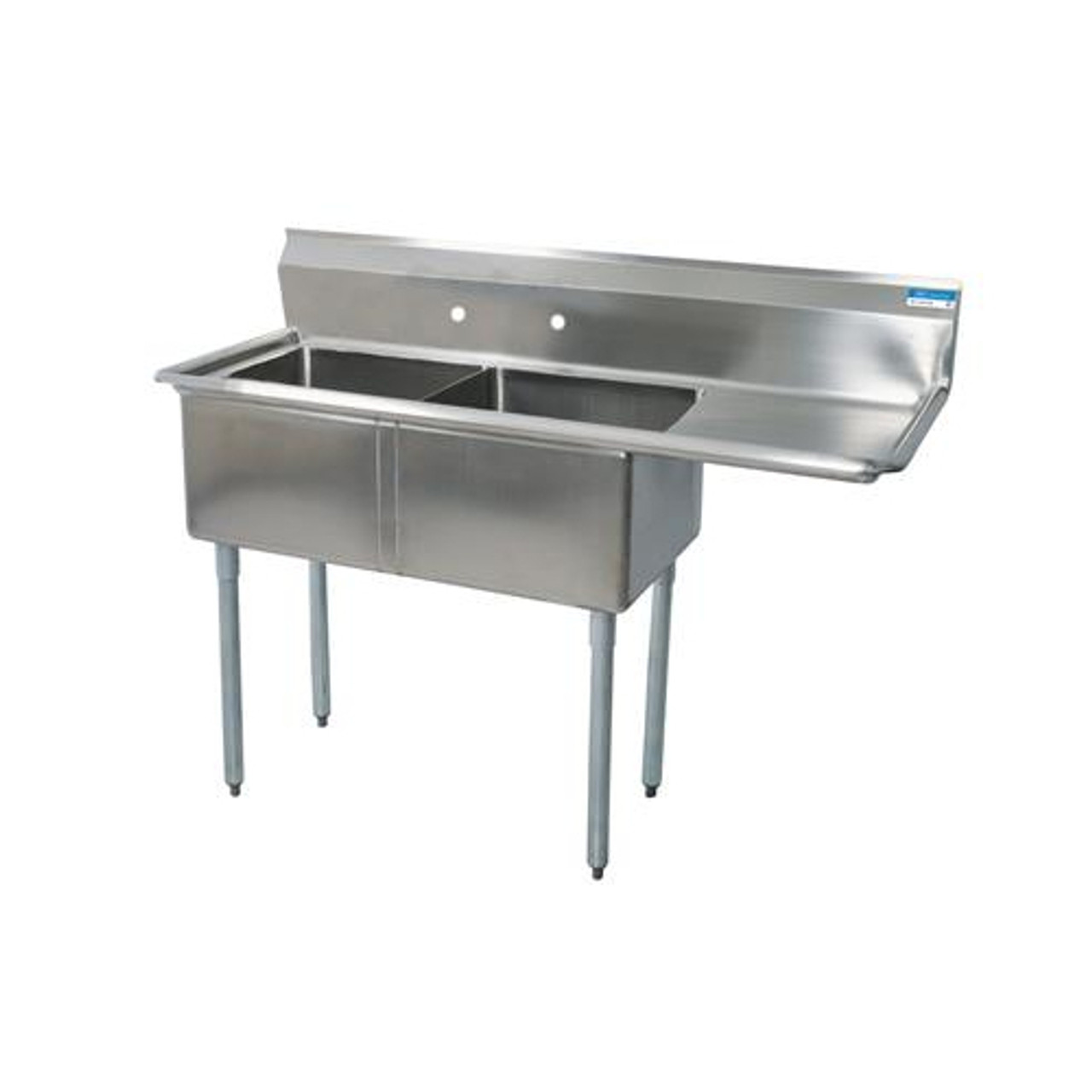 BKS-2-1620-12-18R - Bk Resources - 20 in x 16 in x 12 in 2 Compartment Sink with Right Drainboard