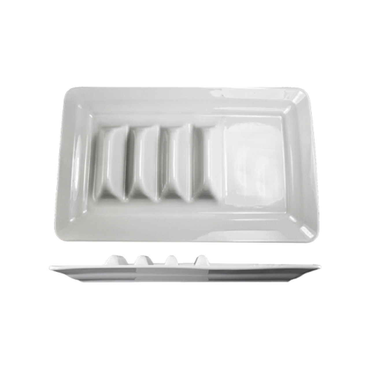 TACO-14-W - International Tableware - 14 1/8 in x 9 1/8 in Bright White Taco Platter