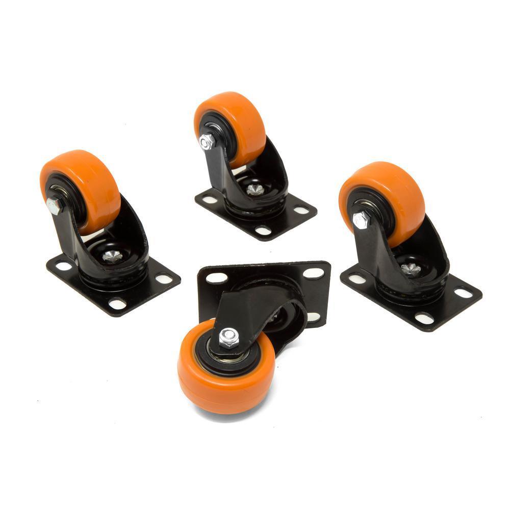 2 in. 155 lbs. Capacity Polyurethane Double-Bearing Swivel Plate Caster (4-Pack)