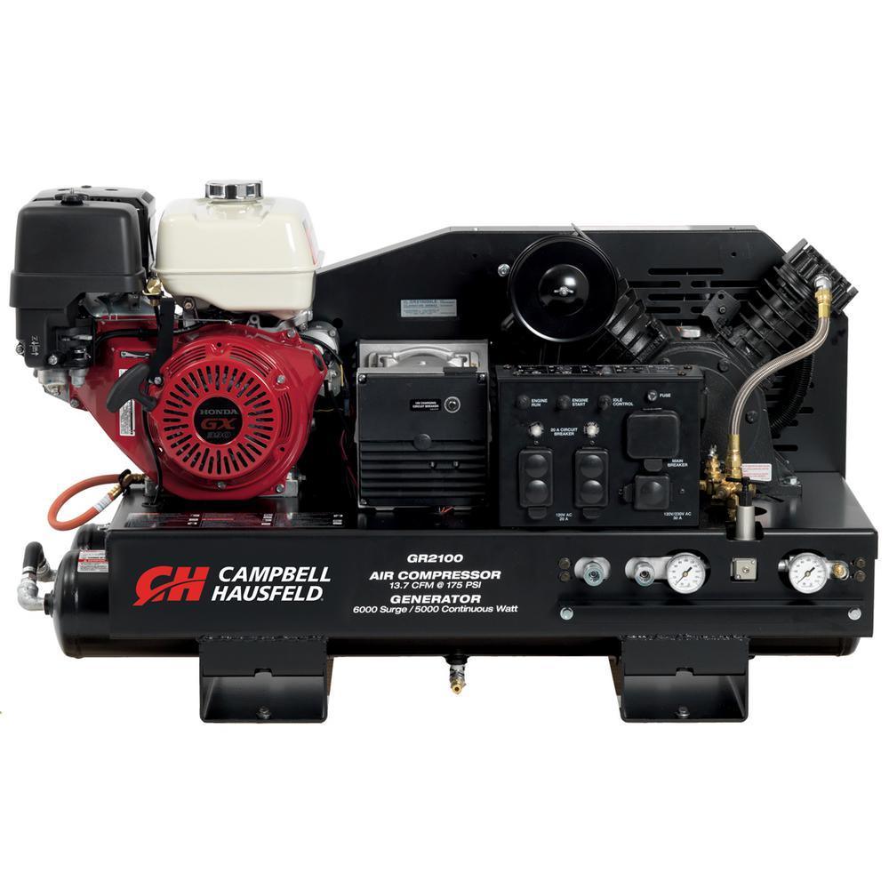 10 Gal. Stationary Gas Honda GX390 Engine/ 5000-Watt Generator (GR2100) Air Compressor/Welder Combination Unit