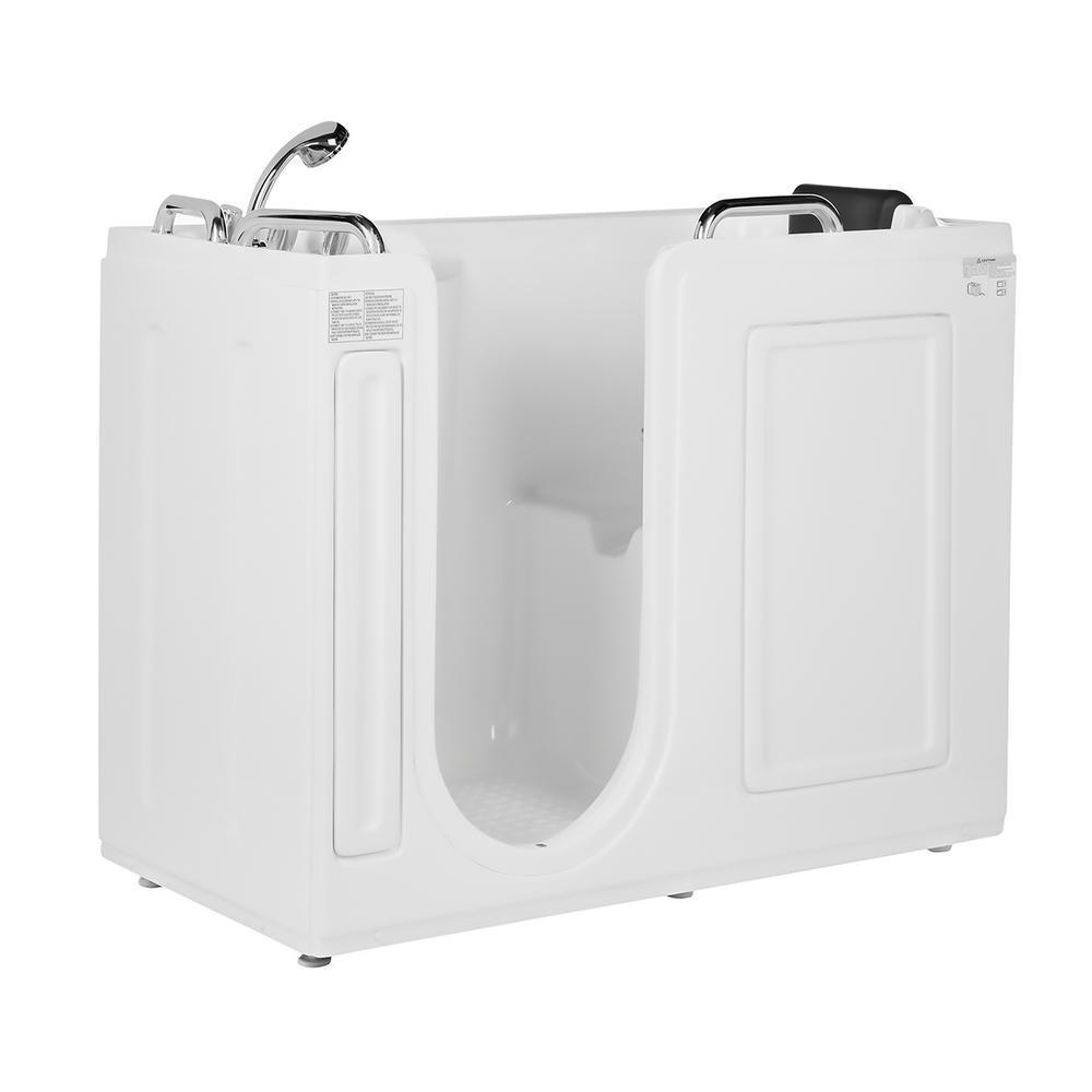 52.5 in. Left Side Walk-in Freestanding Bathtub Flatbottom Soaking SPA Tub in White