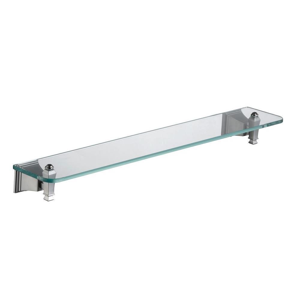 Exhibit 24 in. L x 4.9 H x 2.5 in. W Glass Bathroom Shelf in Brushed Nickel