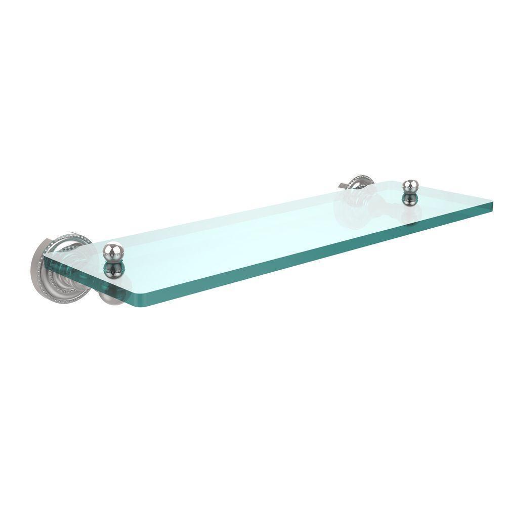 Dottingham 16 in. L x 3 in. H x 5 in. W Single Clear Glass Bathroom Shelf in Polished Chrome