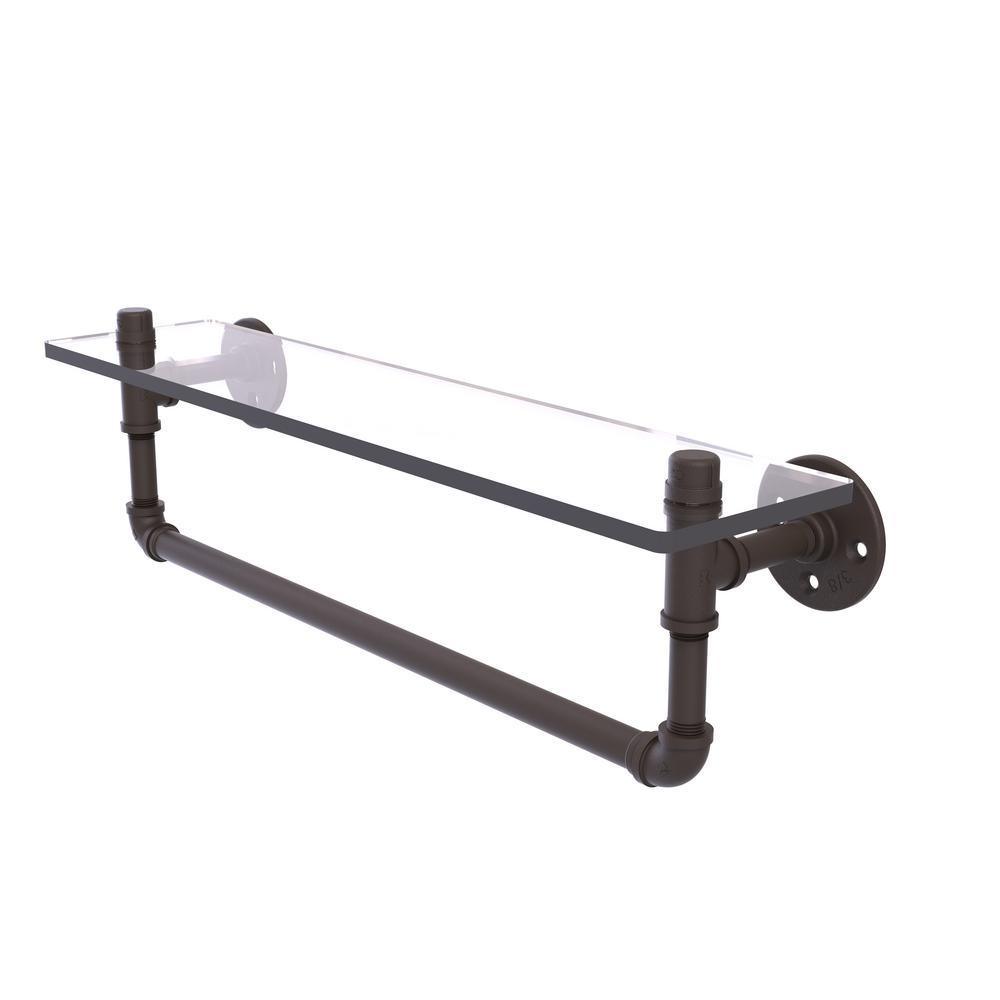 Pipeline Collection 22 in. Glass Shelf with Towel Bar in Oil Rubbed Bronze