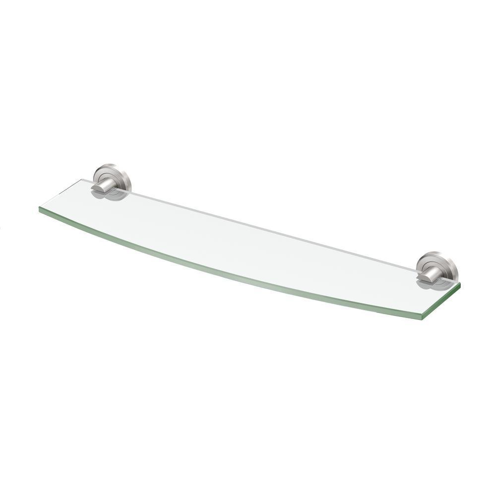 Latitude II 20 in. W Minimalist Glass Shelf in Satin Nickel
