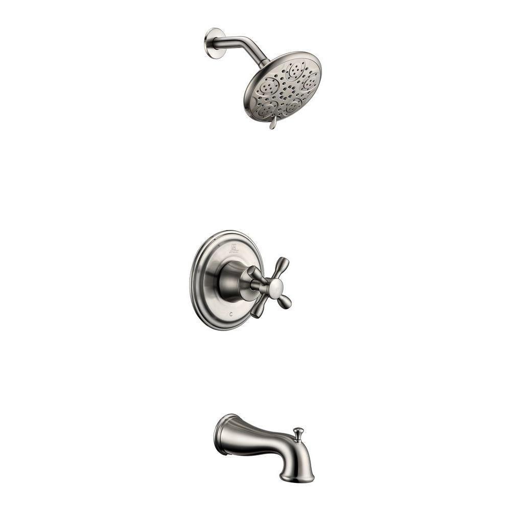 Mesto Series 1-Handle 2-Spray Tub and Shower Faucet in Brushed Nickel (Valve Included)