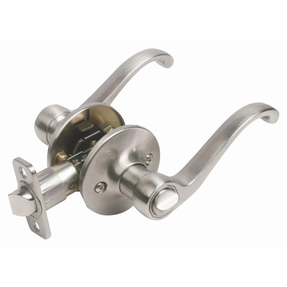 Scroll Satin Nickel Privacy Bed/Bath Door Lever