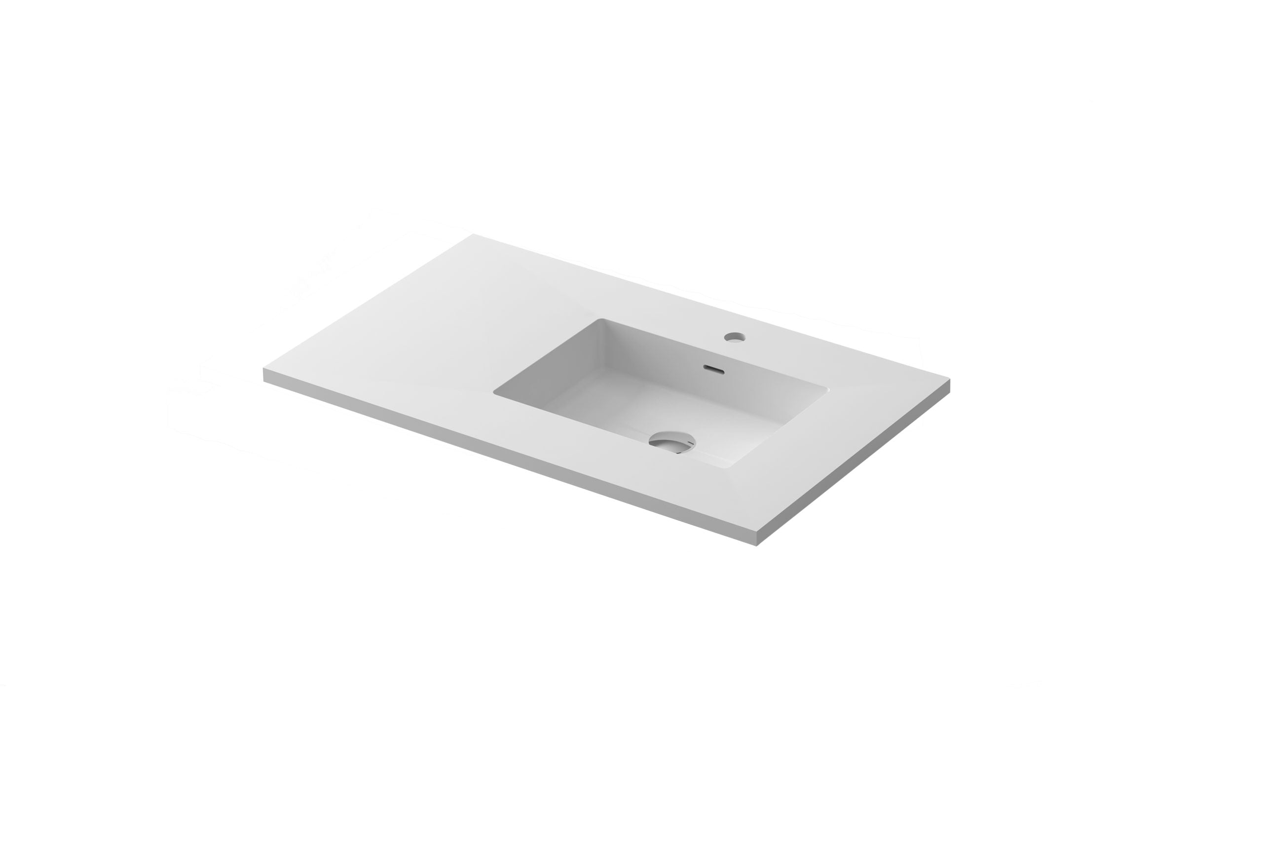 Laviva 313SQ1HSS-36R-MW Forever VIVA Stone 36" Solid Surface Countertop with Right Offset Integrated Sink