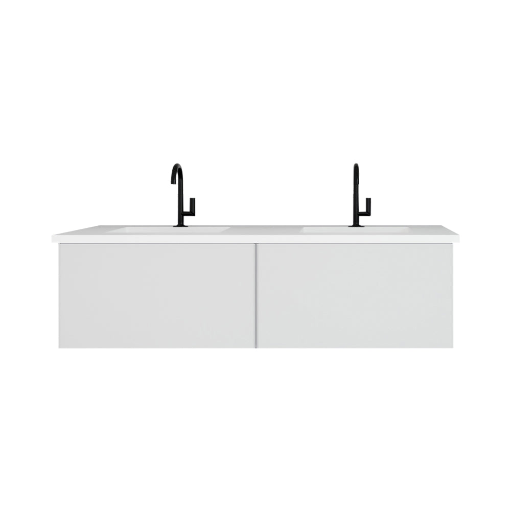 Laviva 313VTR-60DCW Vitri 60" Double Sink Bathroom Vanity with VIVA Stone Solid Surface Countertop