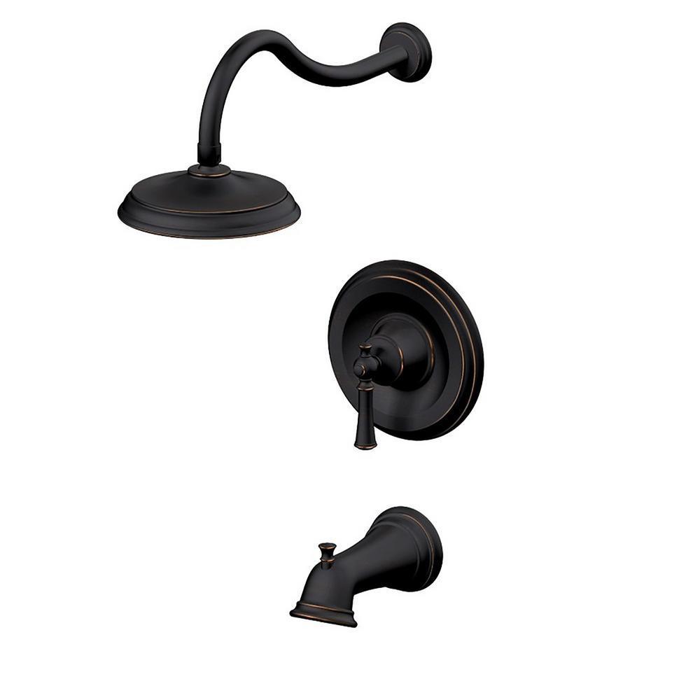 Single-Handle 1 Spray pressure balance Tub and Shower Faucet in Oil Rubbed Bronze Valve Included.