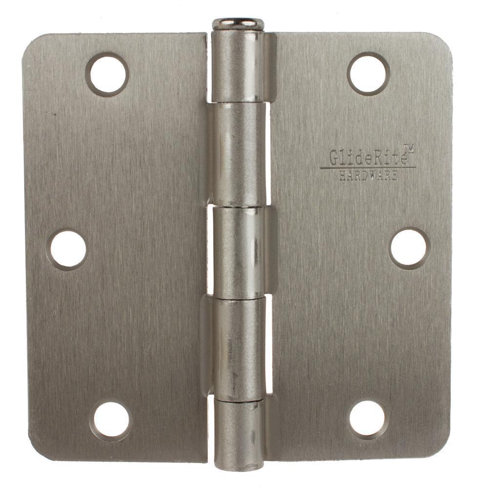 3-1/2 in. Satin Nickel Steel Door Hinges 1/4 in. Corner Radius with Screws (24-Pack)