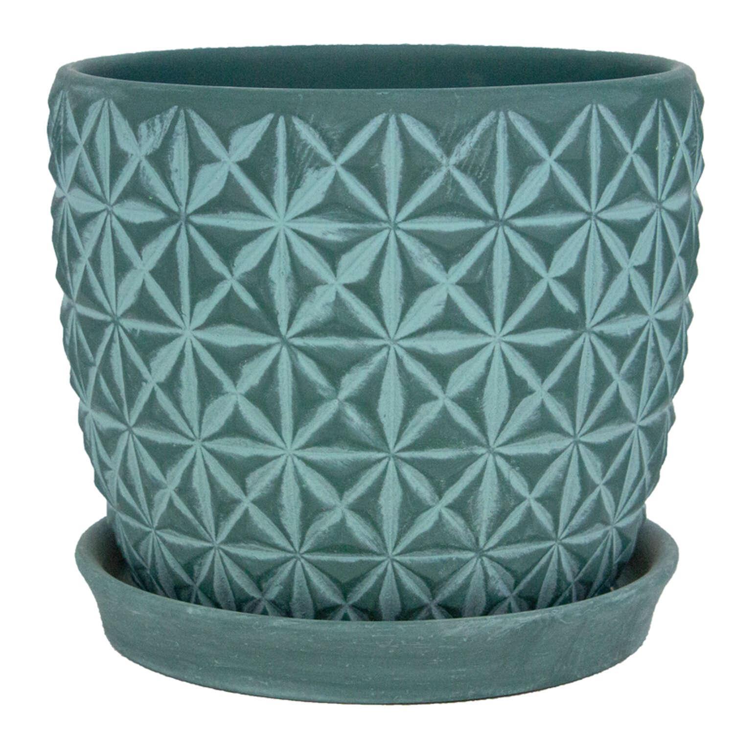 Trendspot Tribeca 8 in. D Ceramic Planter Teal