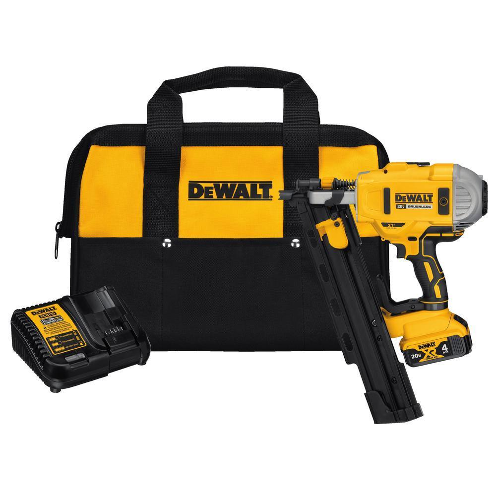 20-Volt MAX XR Lithium-Ion Cordless Brushless 2-Speed 21° Plastic Collated Framing Nailer with 4Ah Battery and Charger