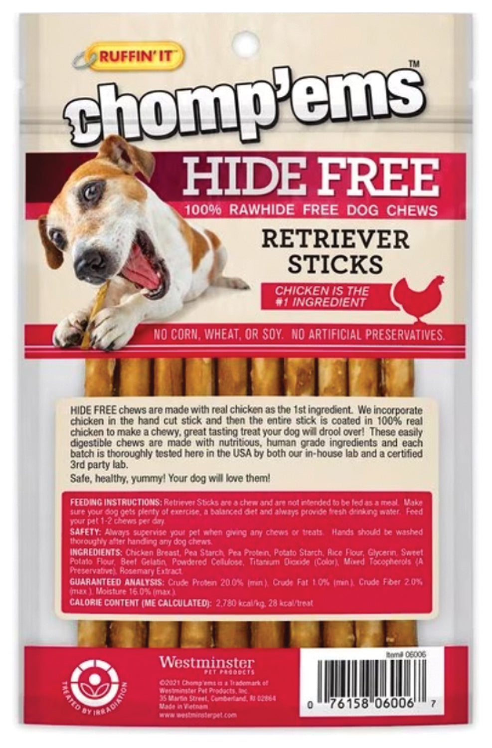 Ruffin' It Chomp'ems Chicken Sticks 10-Pack: Delicious and Healthy Dog Treats