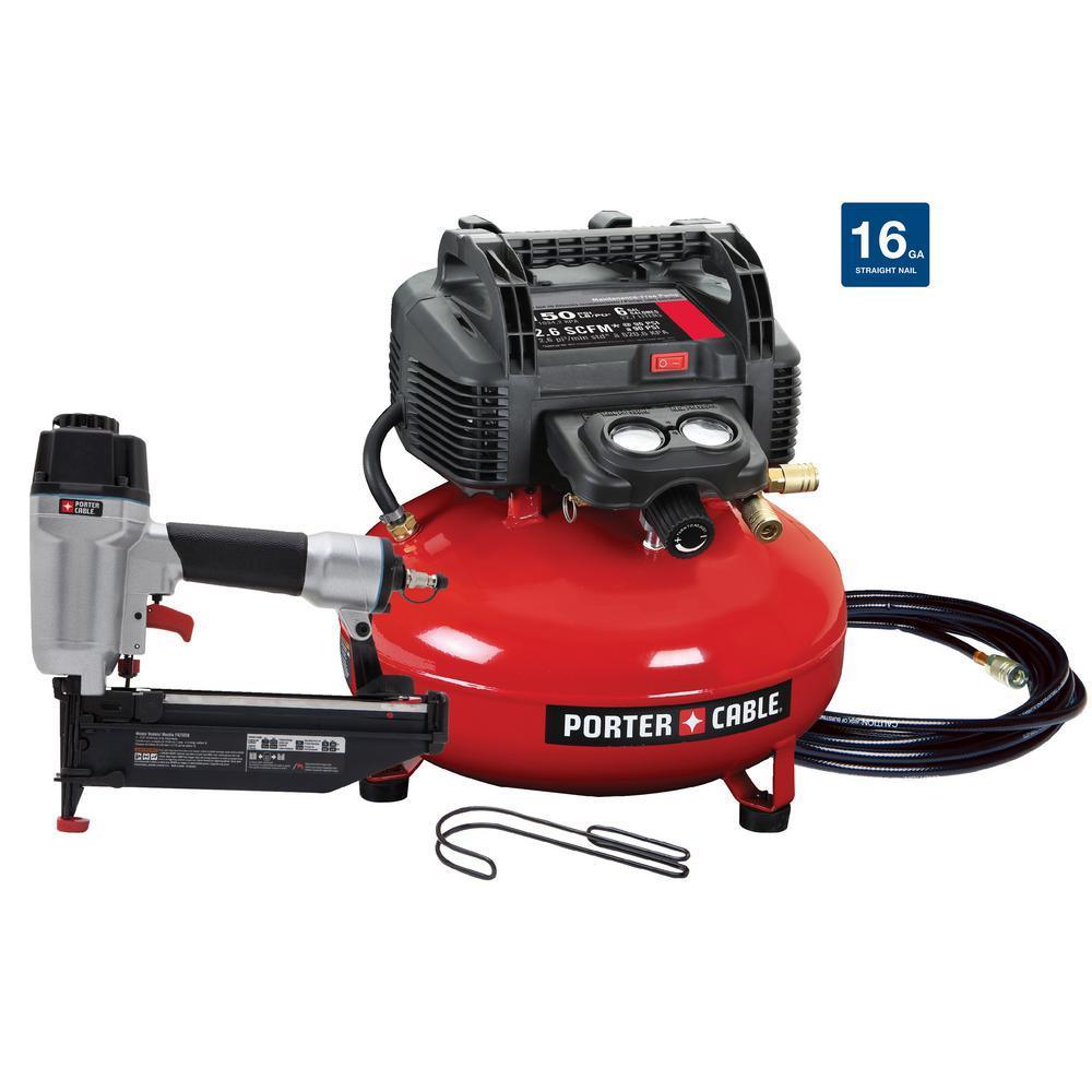 6 Gal. 150 PSI Portable Electric Air Compressor and 16-Gauge Nailer Combo Kit