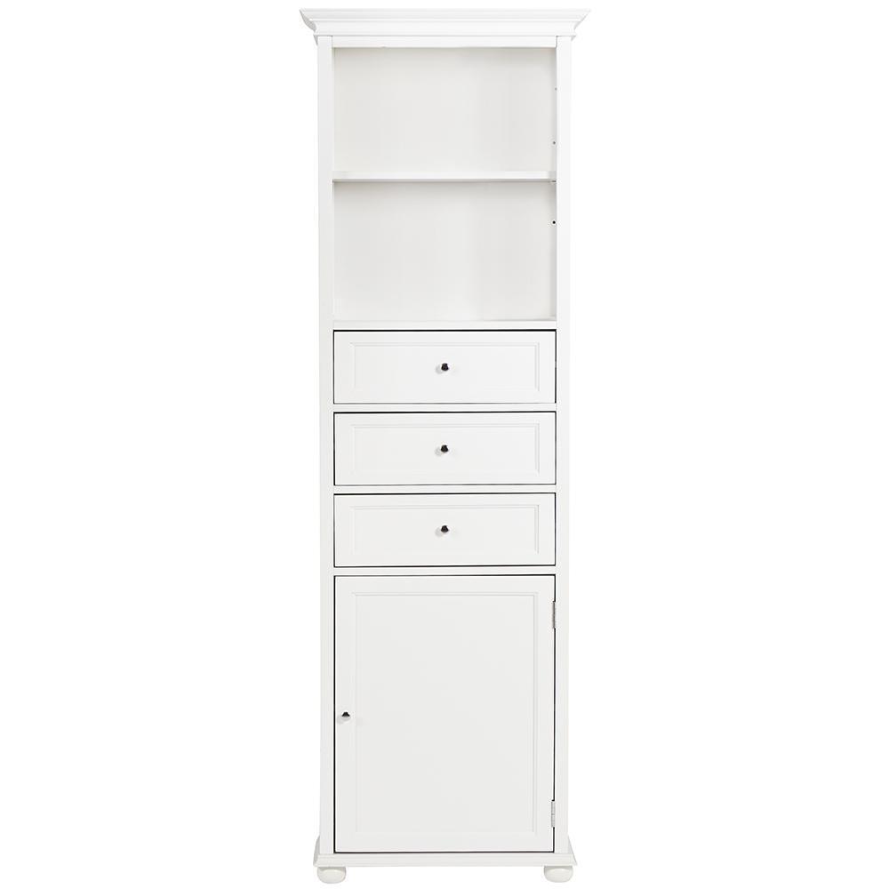 Hampton Harbor 22 in. W x 10 in. D x 67-1/2 in. H Linen Cabinet in White