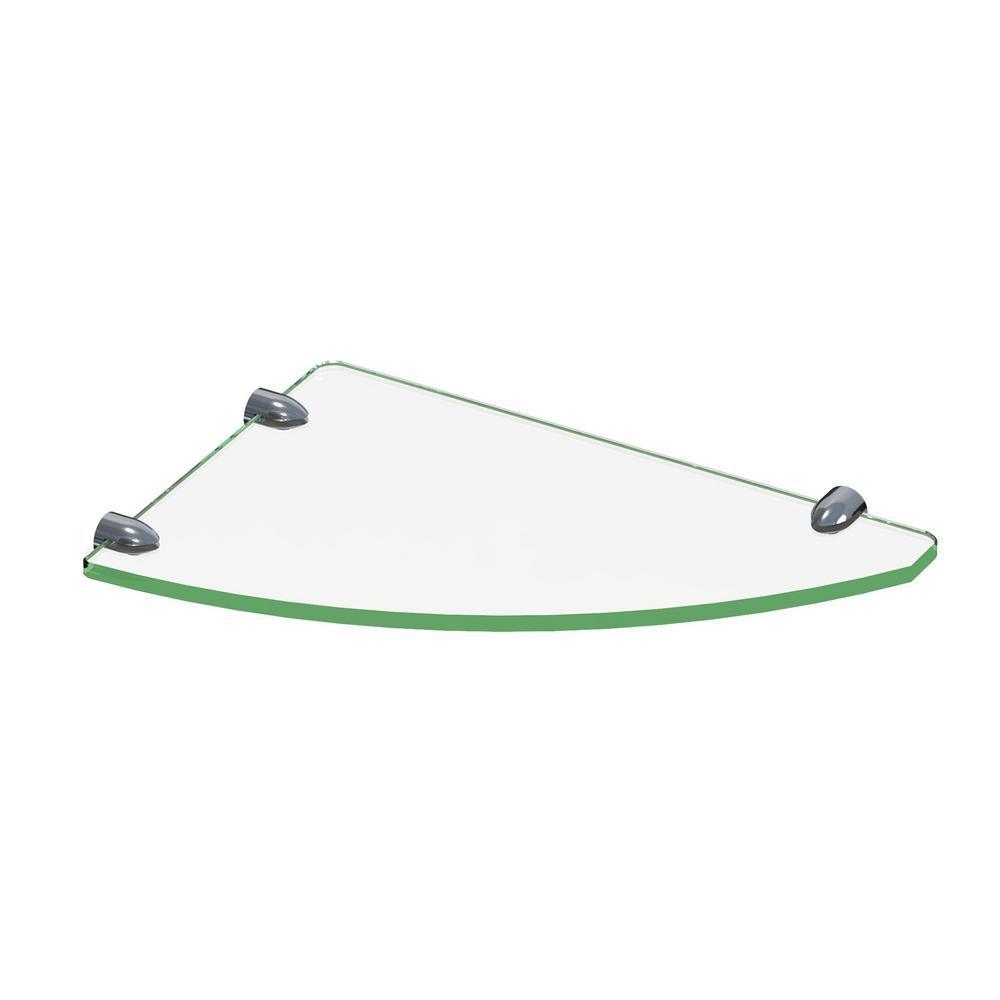 12 in. x 8 in. Corner Glass Shelf in Chrome