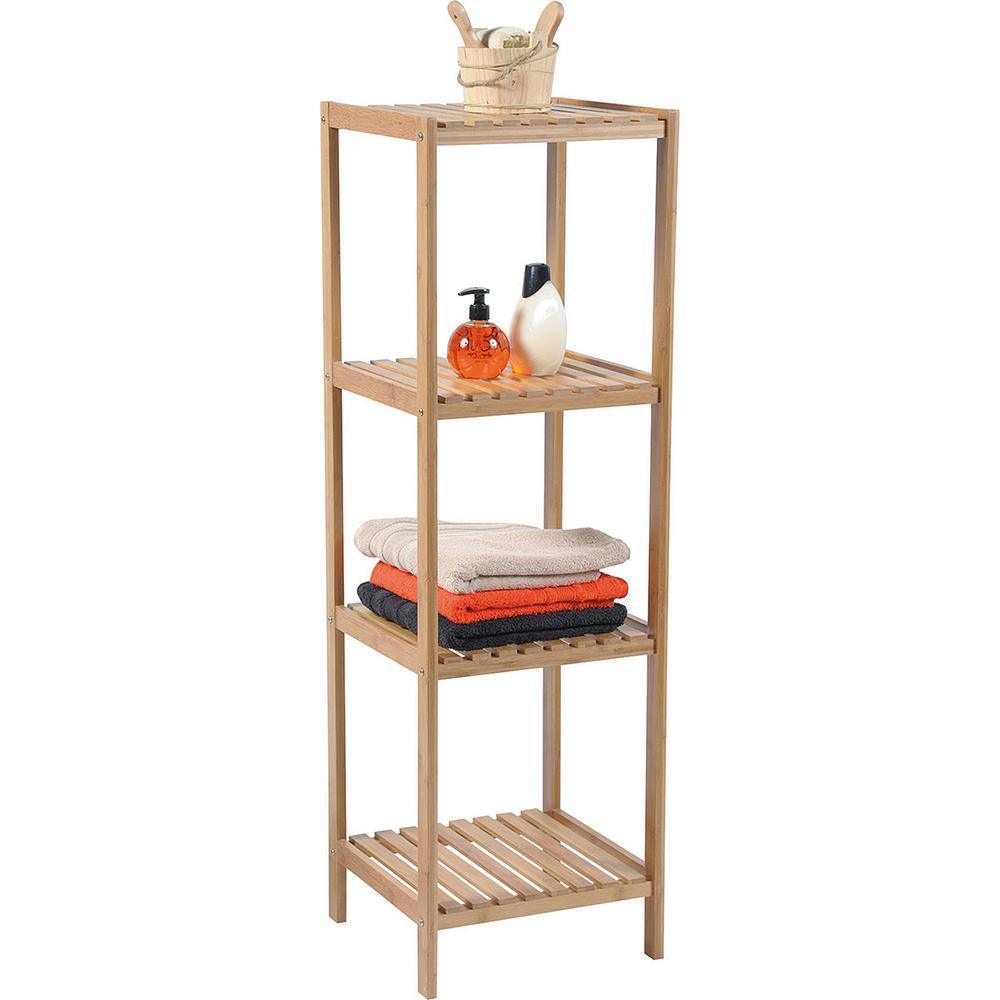 13 in. W Multi-Use Shelving Unit Tower 4-Shelves Ecobio in Bambo