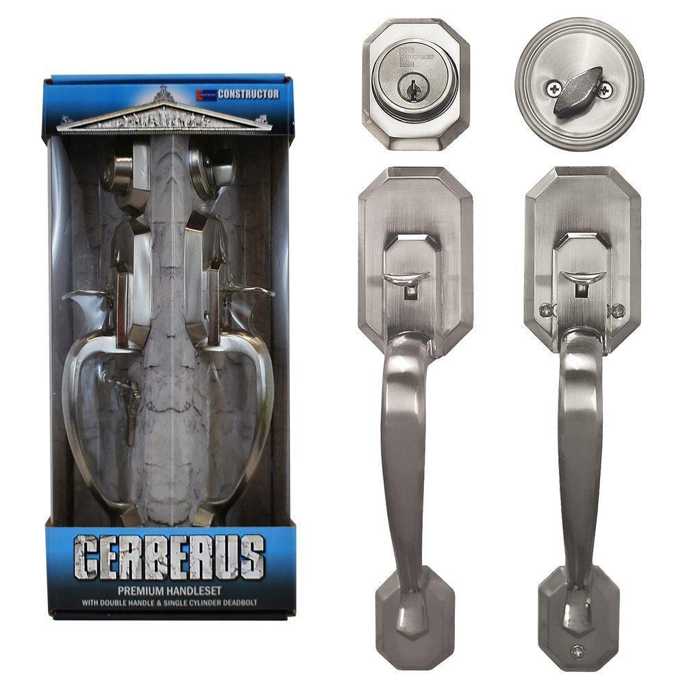 Cerberus Satin Nickel Entry Door Handleset