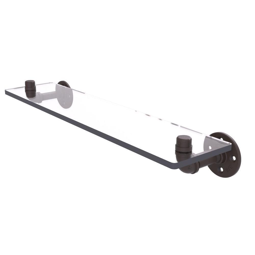 Pipeline Collection 22 in. Glass Shelf in Oil Rubbed Bronze