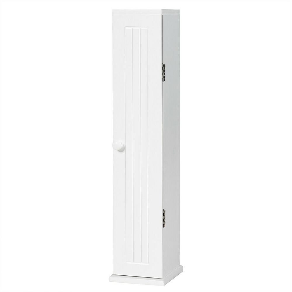 6.5 in. W x 27 in. H Floor Toilet Tissue Storage Linen Cabinet in White