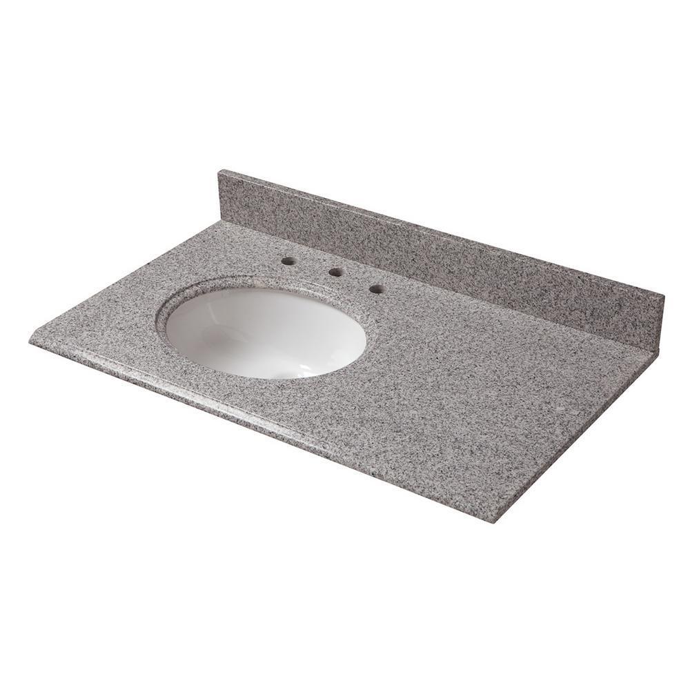 37 in. W x 22 in. D Granite Vanity Top in Napoli with White Offset Left Bowl