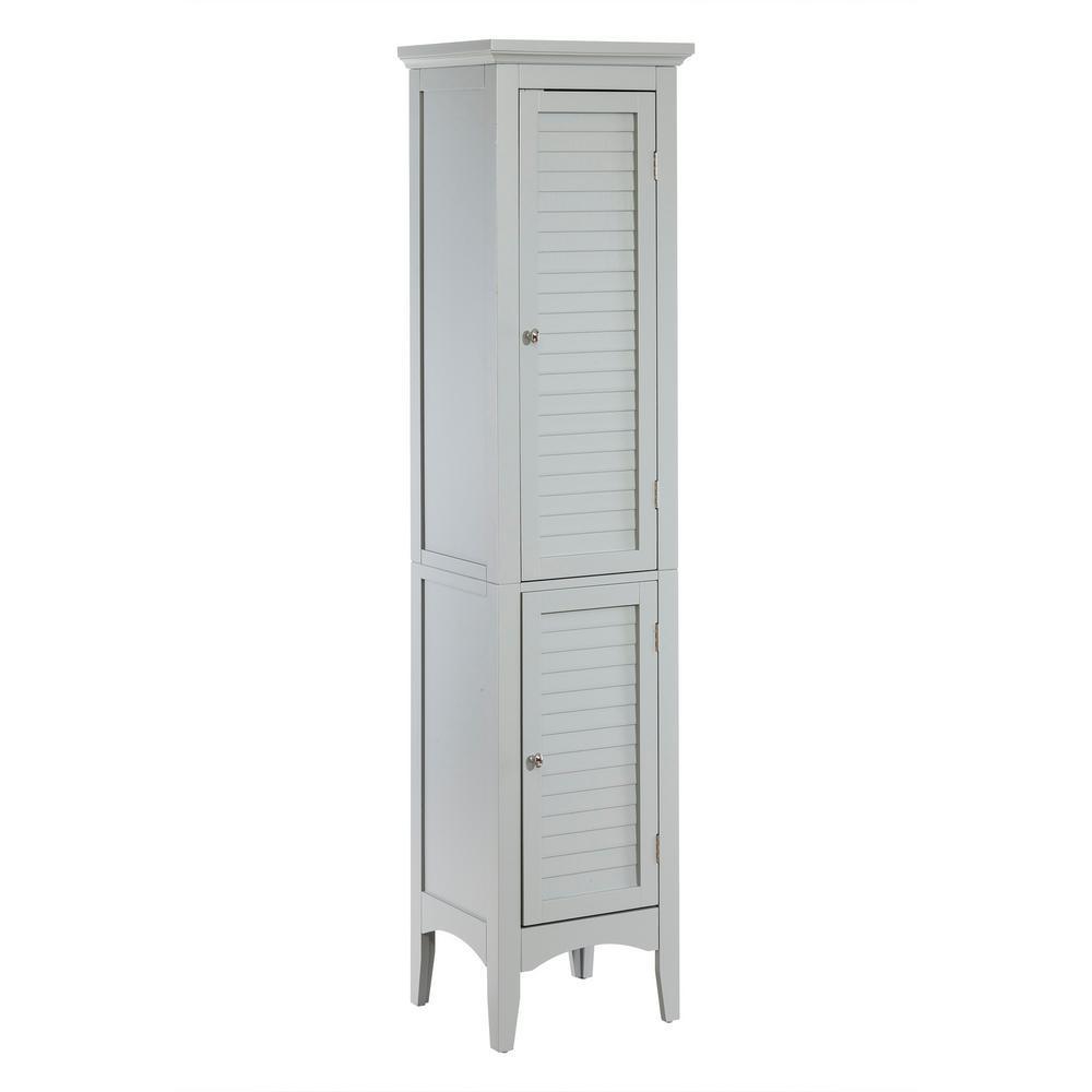 Glancy 13 in. W x 15 in. D x 63 in. H Linen Tower with Shutter doors in Grey