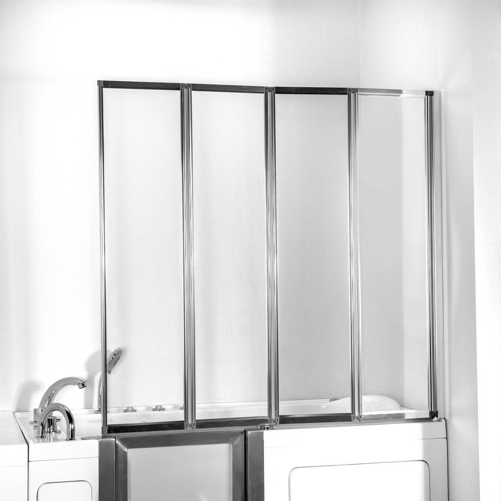Aegis 44 in. W x 42 in. H Framed Sliding Walk In Tub Shower Door in Chrome without Handle
