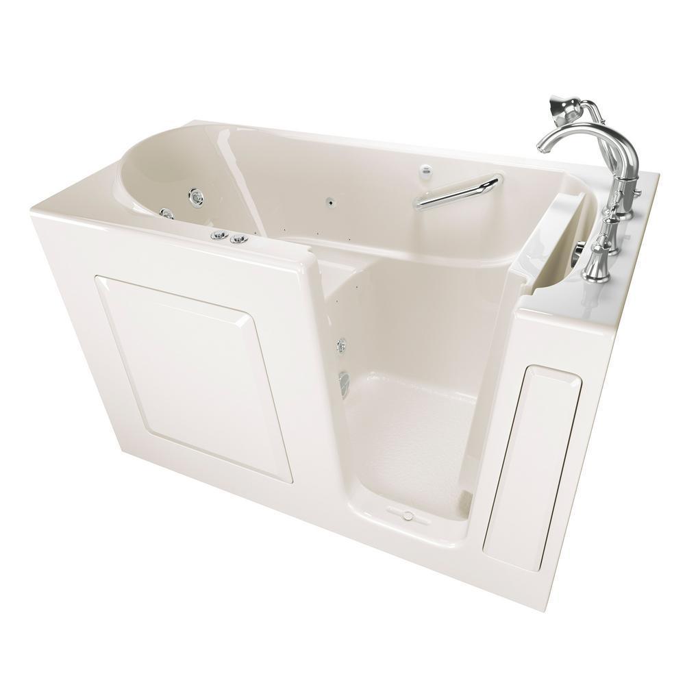 Exclusive Series 60 in. x 30 in. Right Hand Walk-In Whirlpool and Air Bath Tub with Quick Drain in Linen