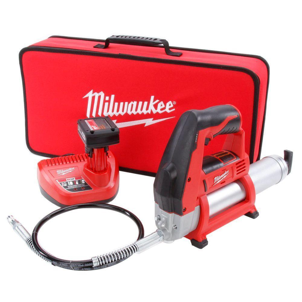 M12 12-Volt Lithium-Ion Cordless Grease Gun Kit with One 3.0 Ah Battery, Charger and Tool Bag