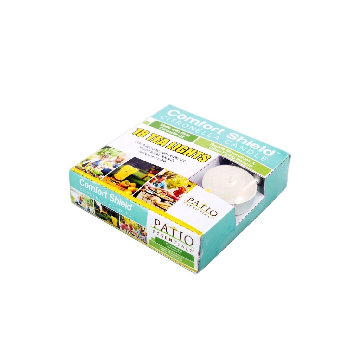 Patio Essentials Citronella Tea Light Candle For Mosquitoes/Other Flying Insects 18 pk
