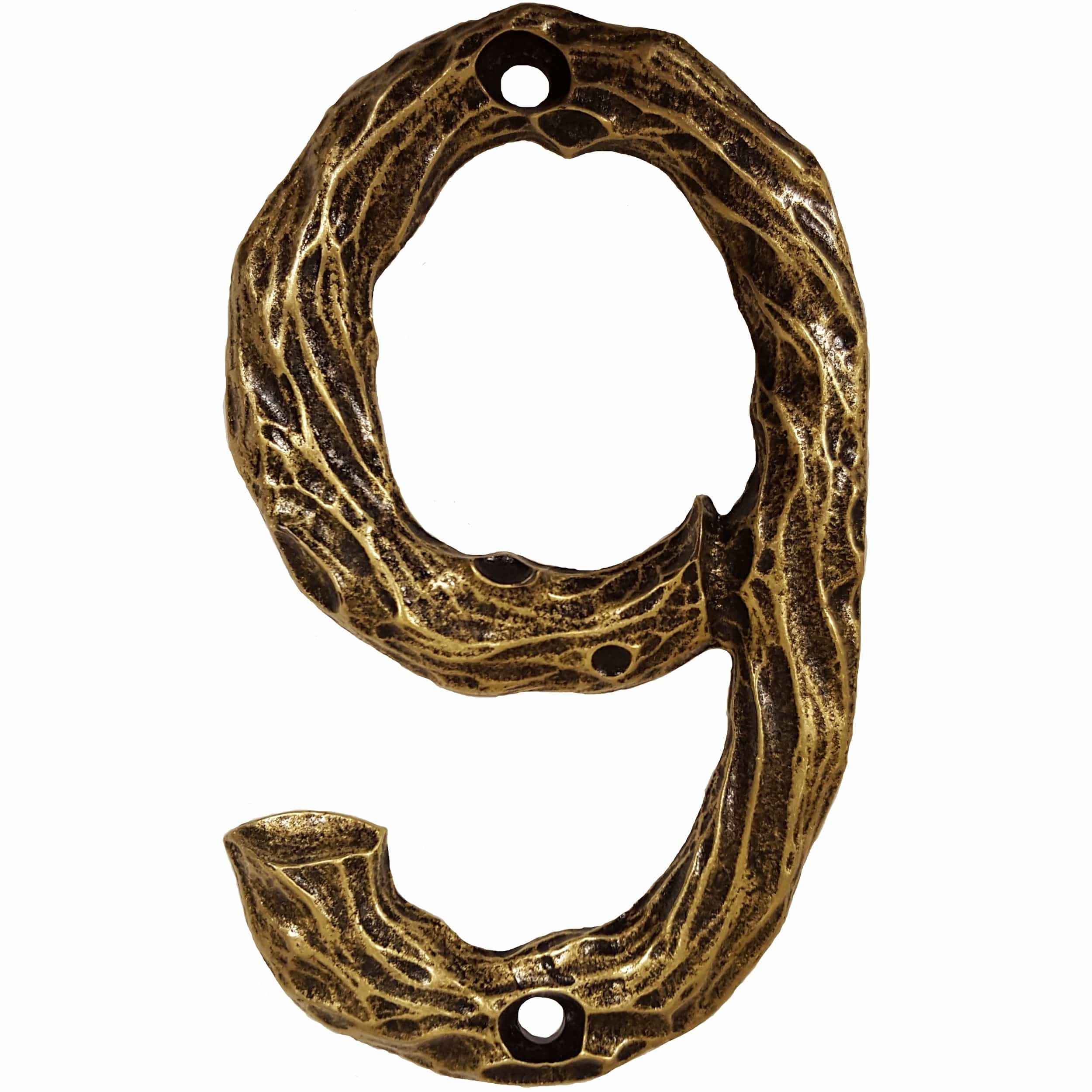 LHN9-AB Log House Number 9, Antique Brass, 1 piece