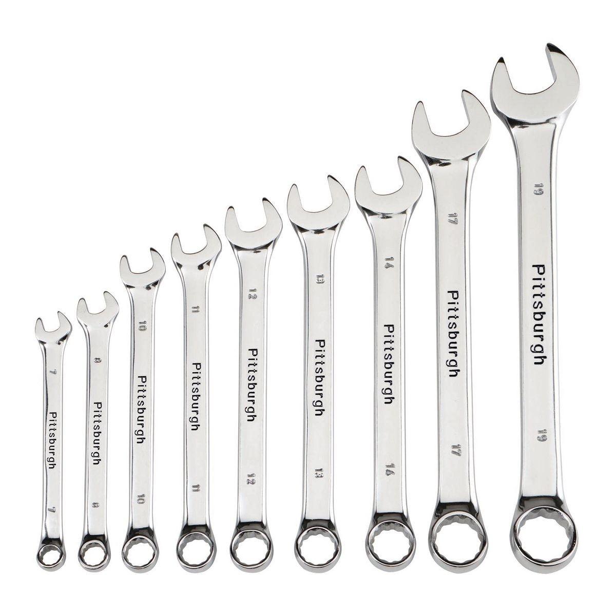 Fully Polished Metric Combination Wrench Set, 9 Pc.