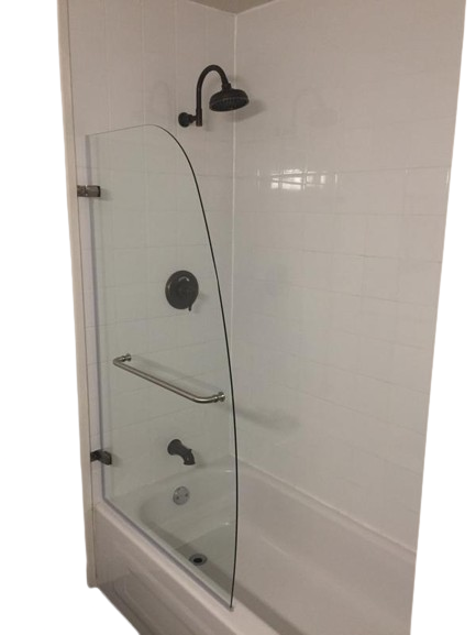 Aqua Uno 60 in. x 58 in. Semi-Frameless Hinged Tub Door in Brushed Nickel