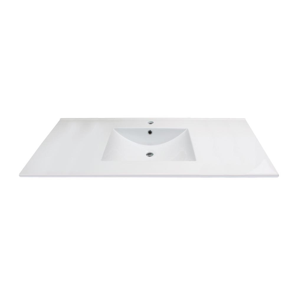 Juliette 37 in. W x 22 in. D Vitreous China Vanity Top in White with Single Faucet Hole