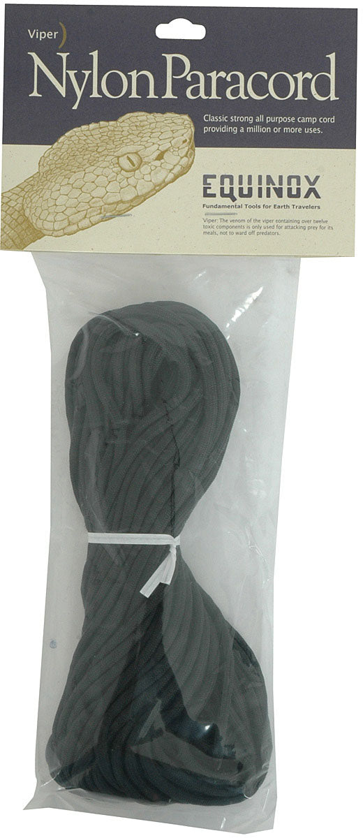 Equinox Braided Nylon Paracord - 50 Ft Black - Essential Tent Accessory