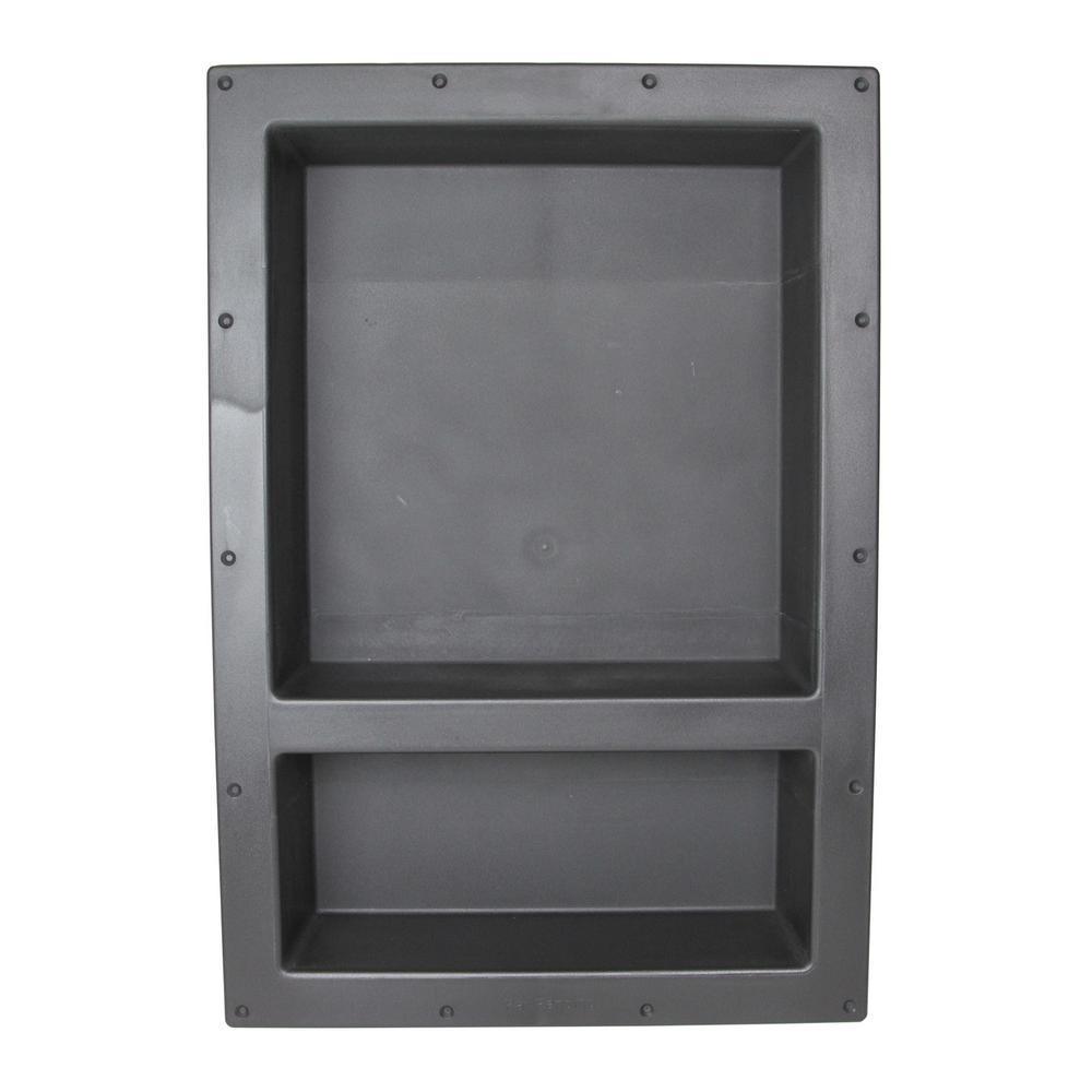 Over Mount Installation 17 in. x 25 in. ABS Double Shelve Bathroom Recessed Shower Niche for Shampoo, Toiletry Storage