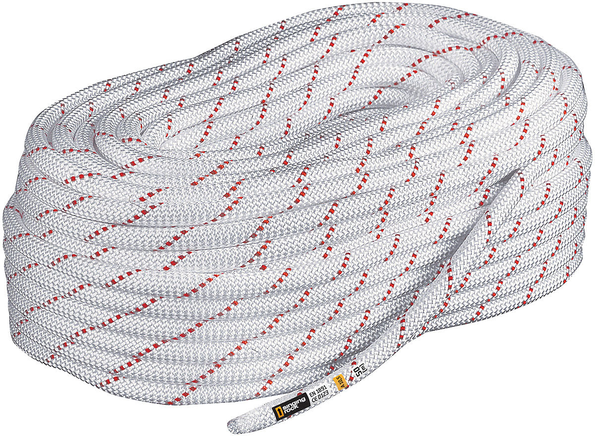 Singing Rock Route 44 11mm NFPA Certified Static Rope - 300' White with Green Accents