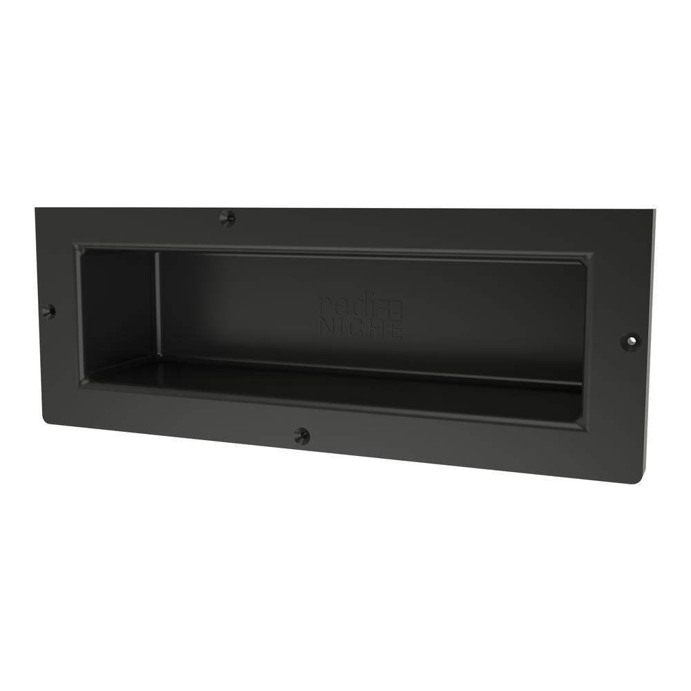 Redi Ledge 4 in. L x 6 in. H x 16 in. W Recessed Shaving Bathroom Shelf in Black